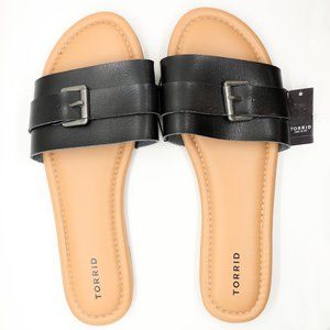 NWT Torrid Buckle Slip On Sandals Slides Black